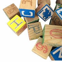 Vintage 1970s Walt Disney Wood Blocks: Playskool Mickey Mouse Educational Toy