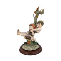 Vintage Children on Swing Figurine: Giuseppe Armani Gulliver's World 14" Resin Statue