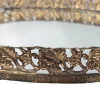 Vintage Oval Filigree Vanity Mirror Tray, Decorative Dresser Tray, Perfume Display, Gift for Her