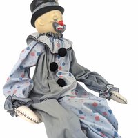 Vintage Handmade Clown Shelf Sitter, Whimsical Clown Doll, Fabric Clown, Collectible Clown, Unique Decor