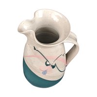Signed Studio Pottery Pitcher: Handmade Earthenware Floral Decor