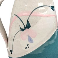 Signed Studio Pottery Pitcher: Handmade Earthenware Floral Decor
