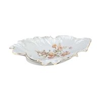 Antique Floral Serving Bowl by Carl Tielsch: German Porcelain with Gold Trim Decor