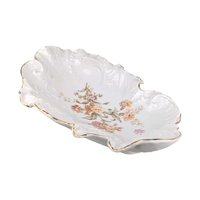 Antique Floral Serving Bowl by Carl Tielsch: German Porcelain with Gold Trim Decor