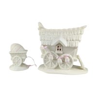 Dept 56 Snowbunnies Easter Wagon and Egg: Springtime Stories Collection Porcelain Figurine Set
