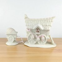 Dept 56 Snowbunnies Easter Wagon and Egg: Springtime Stories Collection Porcelain Figurine Set