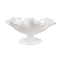 Vintage Fenton Silvercrest Milk Glass Ruffled Candy Dish