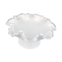 Vintage Fenton Silvercrest Milk Glass Ruffled Candy Dish