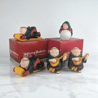 Vintage Dept 56 Merrymakers Figurines: 5-Piece Christmas Decor Lot