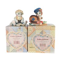 Enesco Calico Kittens Figurines: "Thanks for Guiding Us" & "I'm Lost Without You" With Boxes