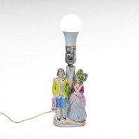 Vintage Ceramic Couple Lamp: Romantic Mid-Century Table Lamp
