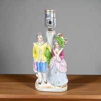 Vintage Ceramic Couple Lamp: Romantic Mid-Century Table Lamp