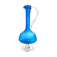 Vintage Mid-Century Modern Blue Glass Decanter: 11-Inch Hand Blown Art Glass Barware