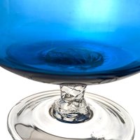 Vintage Mid-Century Modern Blue Glass Decanter: 11-Inch Hand Blown Art Glass Barware