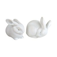 Dept 56 White Bunny Pair: Vintage Porcelain Rabbit Figurines for Easter Decor