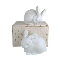 Dept 56 White Bunny Pair: Vintage Porcelain Rabbit Figurines for Easter Decor