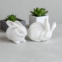 Dept 56 White Bunny Pair: Vintage Porcelain Rabbit Figurines for Easter Decor