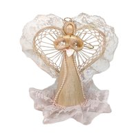 Vintage Fiber Angel Ornaments - Handmade Lace & Straw Christmas Decor