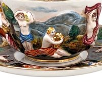 Vintage Capodimonte Cup and Saucer Set with Trinket Dish: Hand-Painted Italian Porcelain