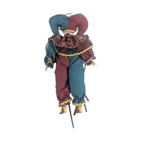 Vintage Porcelain Jester Clown Figurine, 8.25" Sad Clown Doll, Harlequin Decor, Whimsical Gift, Collectible Jester Figure