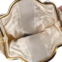Elegant Vintage Floral Handbag: Cream and Gold Fabric Clutch