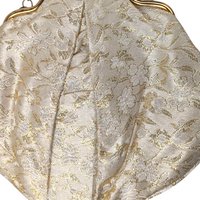 Elegant Vintage Floral Handbag: Cream and Gold Fabric Clutch