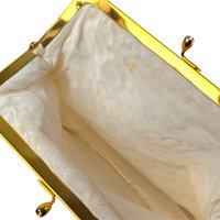 Vintage Beaded Clutch Purse: 1950s Gold Frame Evening Bag
