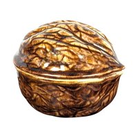 Hand Painted Walnut Trinket Box, Ceramic Walnut Bowl, Signed Bunny, Decorative Box, Unique Gift, Vintage Decor