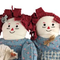 Vintage Raggedy Ann and Andy Dolls, Handmade Rag Dolls, 15 Inch Raggedy Ann, 15 Inch Raggedy Andy, Collectible Dolls, Gift for Collector