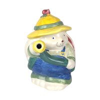 Treasure Craft Bunny with Hose Teapot, Handcrafted, Chip on Hat