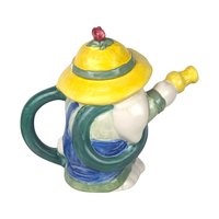 Treasure Craft Bunny with Hose Teapot, Handcrafted, Chip on Hat