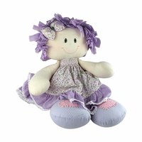 Vintage Handmade 19" Doll: Purple Floral Dress, Collectible Toy