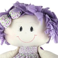 Vintage Handmade 19" Doll: Purple Floral Dress, Collectible Toy