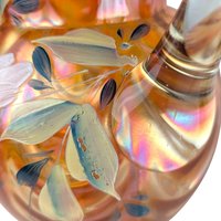 Vintage Fenton Marigold Iridescent Pitcher: Hand-Painted Floral Carnival Glass