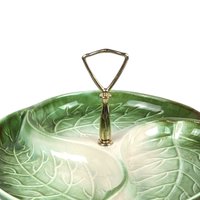 Vintage Green Ceramic Leaf Tray: Royal Haeger Mid-Century Serving Ware