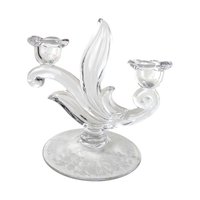 Vintage 1950s First Love Double Candlesticks: Duncan Miller Glass with Etched Floral Design