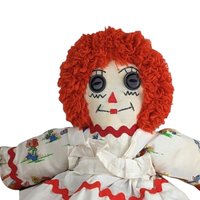 Vintage Handmade Raggedy Ann Doll: 15-Inch Ragdoll with Button Eyes, Nursery Decor