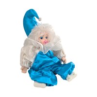 Vintage Porcelain Jester Doll: Blue & White Clown Figurine