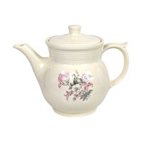 Vintage Drip-O-Lator Coffee Pot: Cream Ceramic Vase with Pink Flowers
