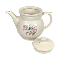 Vintage Drip-O-Lator Coffee Pot: Cream Ceramic Vase with Pink Flowers