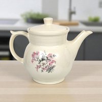 Vintage Drip-O-Lator Coffee Pot: Cream Ceramic Vase with Pink Flowers