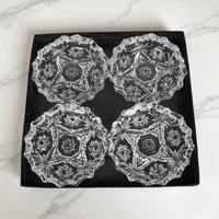 Vintage Anchor Hocking Ashtrays: Early American Prescut Pattern Glass, Set of 4