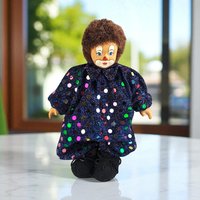 Vintage Porcelain Clown Doll: Polka Dot Outfit, Circus Decor
