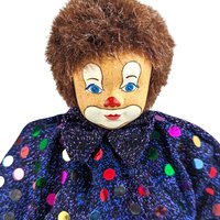 Vintage Porcelain Clown Doll: Polka Dot Outfit, Circus Decor