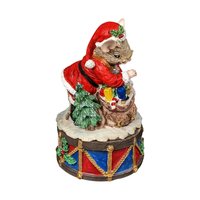 Vintage Resin Christmas Mouse Music Box: Musical Holiday Figurine Decor