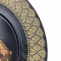 Vintage Egyptian Brass Plate: Etched Sphinx & Pyramids Wall Hanging Decor