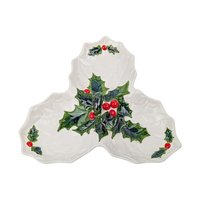 Vintage 1970s Holly Berry Relish Dish: Lefton China Christmas Tableware