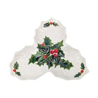 Vintage 1970s Holly Berry Relish Dish: Lefton China Christmas Tableware