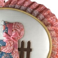 Vintage Quilted Wall Hanging: Girl in Garden Scene, Handmade Country Decor