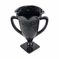 Vintage L.E. Smith Dancing Nymphs Vase: Black Amethyst Art Deco Glassware